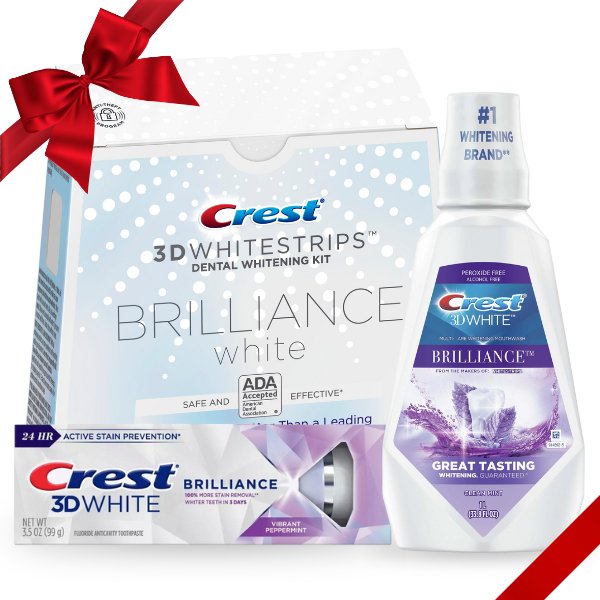 Set natalizio Crest 3D White: strisce, dentifricio e liquido Brilliance